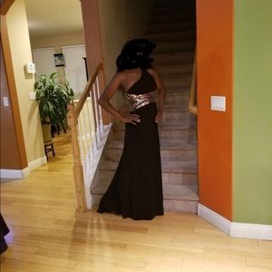 Black and Gold Prom Dress